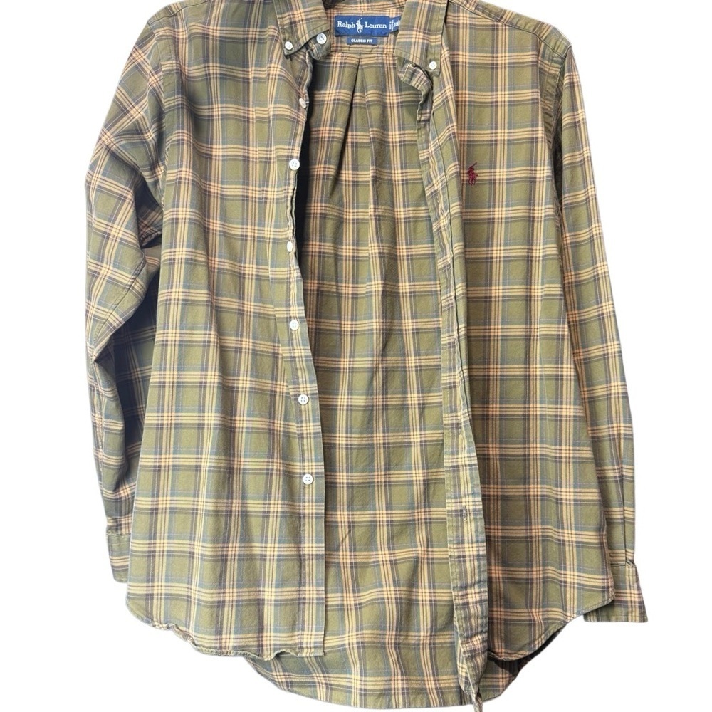 Ralph Lauren Men's Olive Plaid Button-Down Shirt